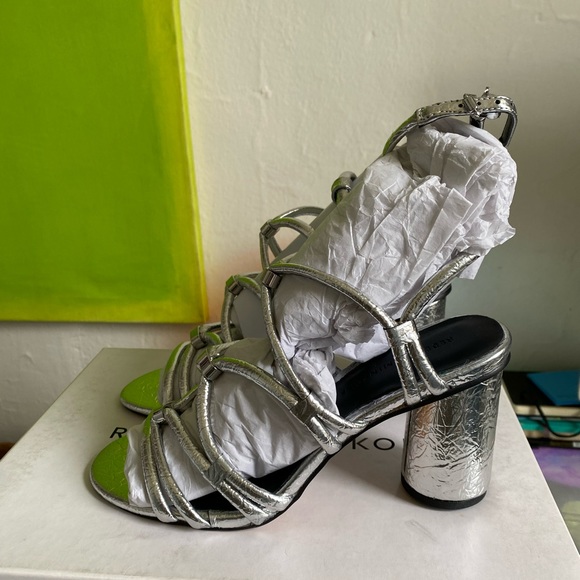 NWB Rebecca Minkoff Metallic Silver Strappy Heels "Prefect for Holidays" - Picture 2 of 6